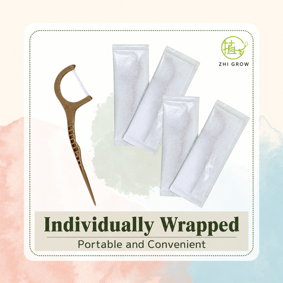 Individually Wrapped Tea Fiber Dental Floss Picks
