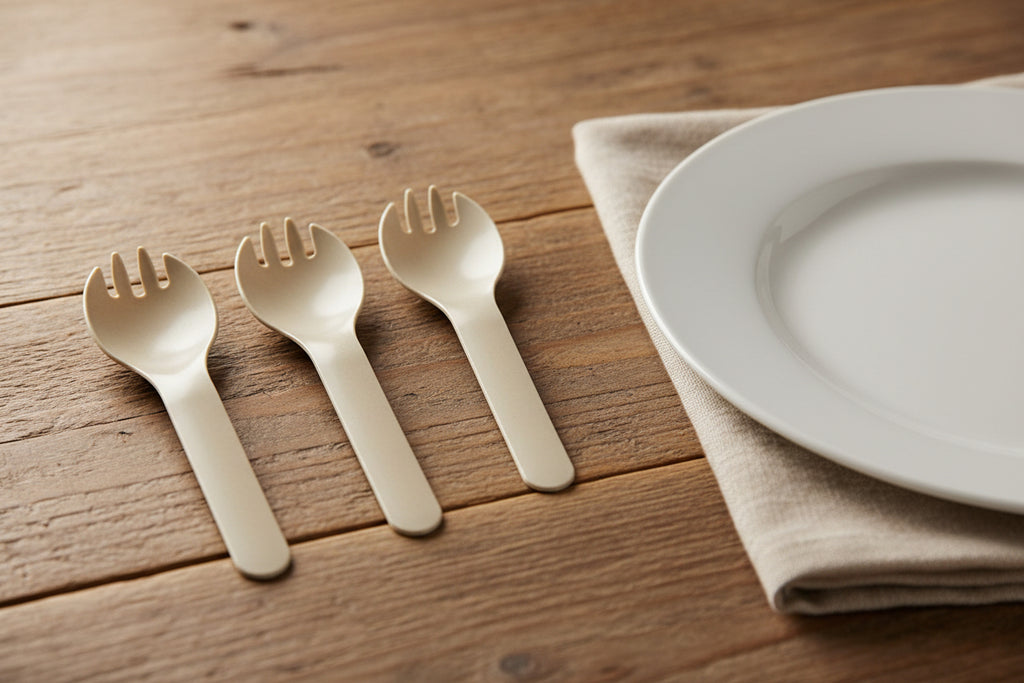 Tea Fiber Fork & Spoon  (50 pcs pack)