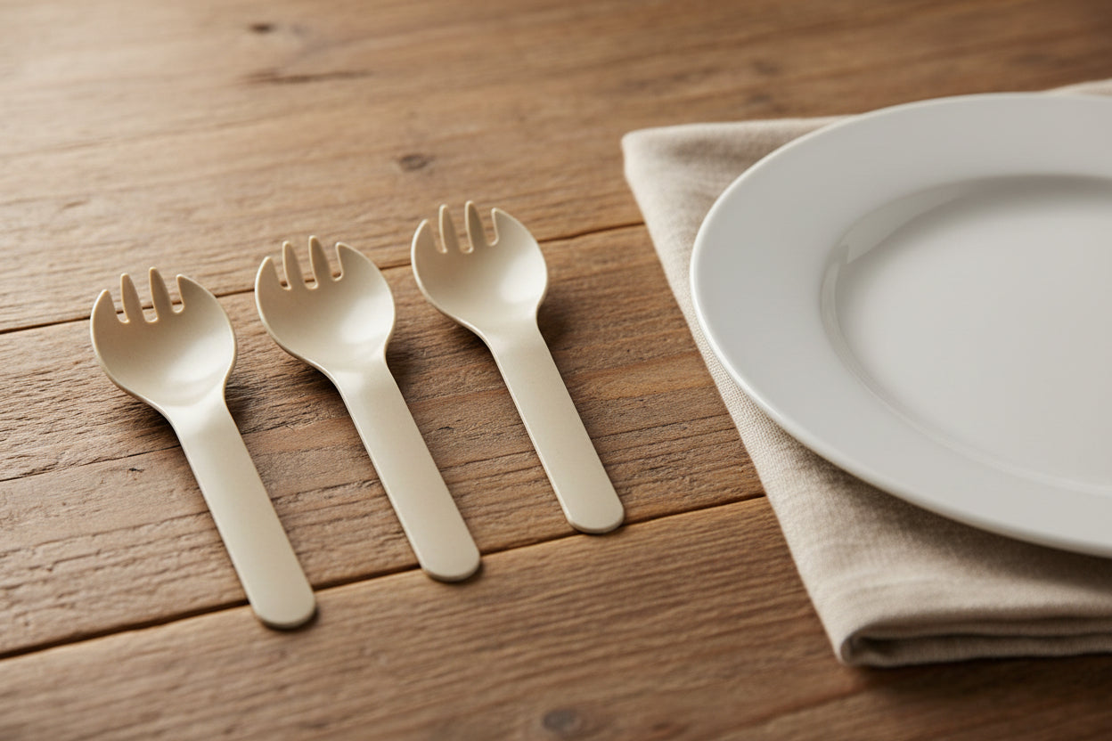 Tea Fiber Fork & Spoon  (50 pcs pack)